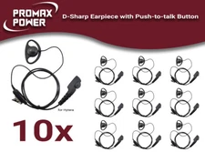 10x D-Shaped Earpiece Headset w/ PTT for Hytera 2-Way Radios PT560, PD700, PD780
