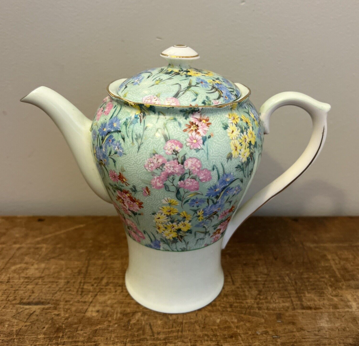 Vintage 1930's Shelley Melody Chintz Porcelain Tall Tea Pot