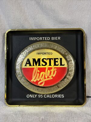AMSTEL LIGHT LIGHTED UP SIGN 12'' x 12  PLASTIC