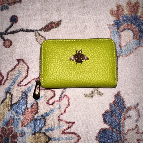Authentic GG Bee Designer Neon Zipper Wallet $475