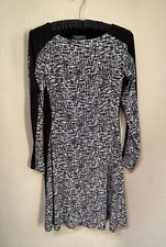 Lauren Ralph Lauren Womens Black White Printed Long Sleeve A-Line Dress Size 4