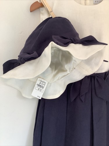 Helena 7 100% linen girls midi country club prep hat and dress new - Picture 3 of 9