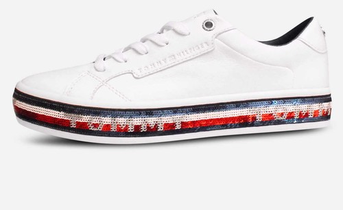 white sequin sneakers