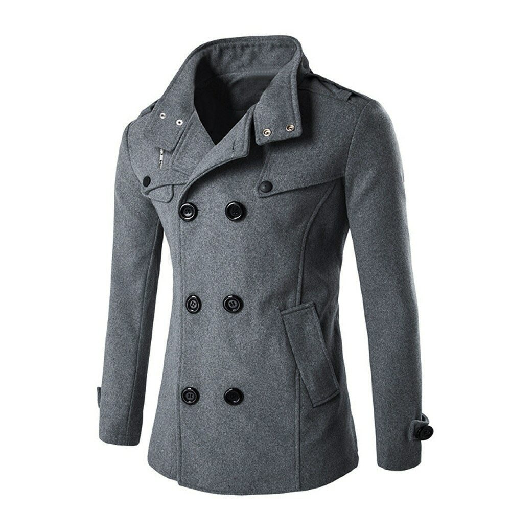Fashion Men Trench Coat Casual Double 