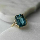 2Ct Emerald Cut Lab Created Topaz Engagement Solitaire Ring 14k Gold Finish