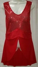 Dancewear Complements Liturgical Church Praise Dance Women Red Sequin Tunic M Sz