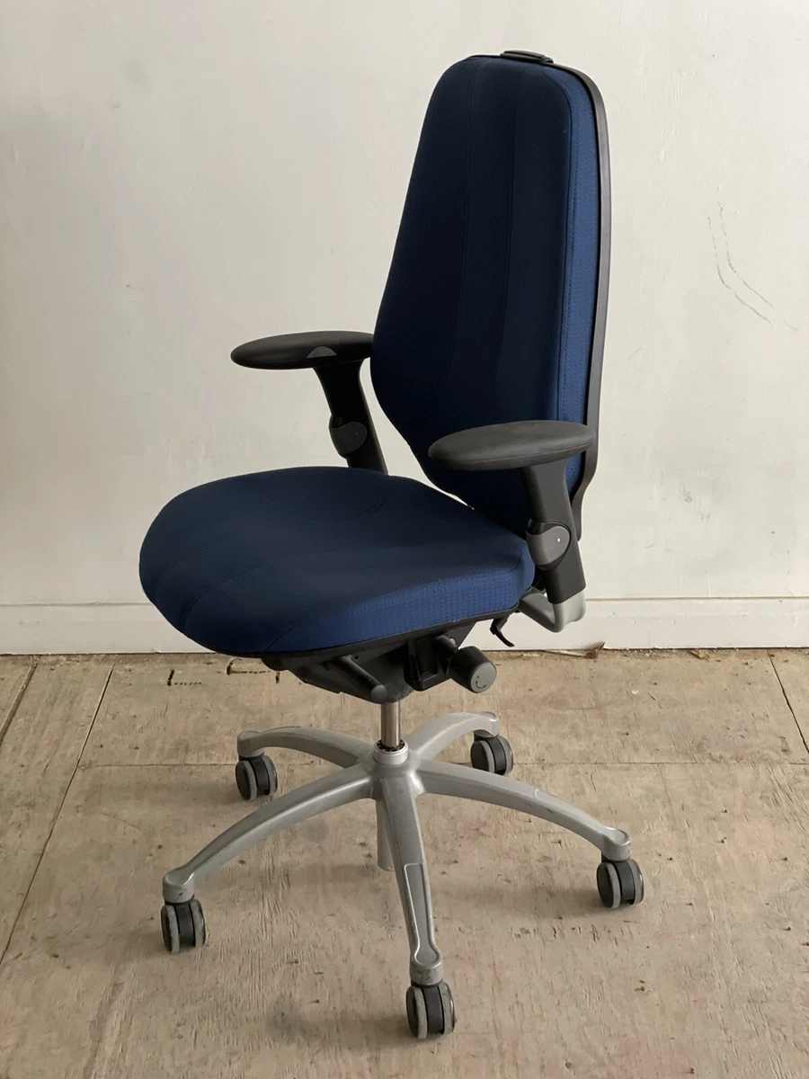 BLACK FABRIC RH LOGIC 4 ERGONOMIC OFFICE TASK CHAIR. JUST REMOVED FROM BANK.2