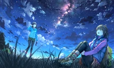 Anime sky night girls stars Playmat Game Mat Desk
