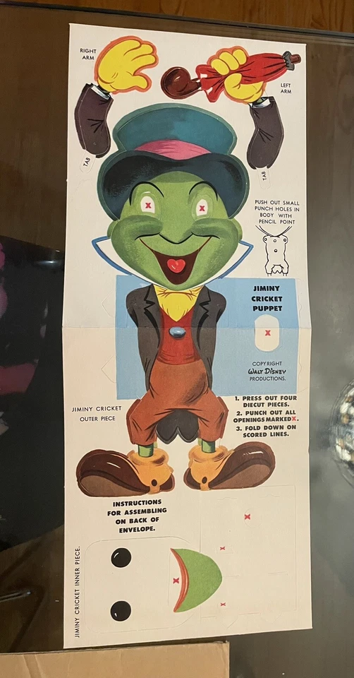 Títere de cartón premium de pinocho y pequeño años 50 Foto 2 de 4