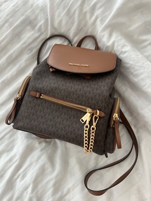 Michael Kors Jet Set Large Chain Flap Book Backpack - Brown