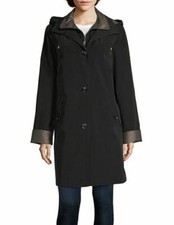 Miss Gallery Water Repellant Lightweight Raincoat M Black Rsp$200