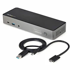 	StarTech.com USB-C & USB-A Dock - Hybrid Universal Triple Monitor Laptop Doc...