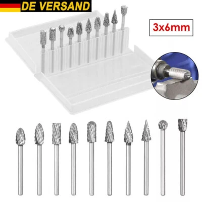 MARKENLOS 10 Stk Hartmetall Frässtifte Set Doppelschnitt Frässtifte 3mm Schaft Für Dremel