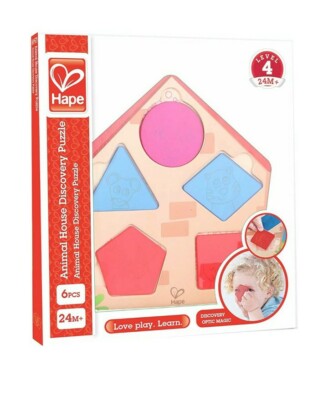 Hape HAP-E1613 Wer ist im Haus Puzzle Holzspielzeug 24 Monate +