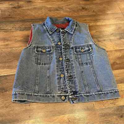 Ralph Ralph Lauren Vintage Denim Vest with Red Flower Detail Inside sz L 
