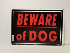 Beware of Dog Aluminum Sign - 10" x 14" - Red Letters Hillman Sign Center - New