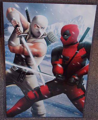 Deadpool vs GI Joe Storm Shadow Glossy Art Print 11 x 17 In Hard