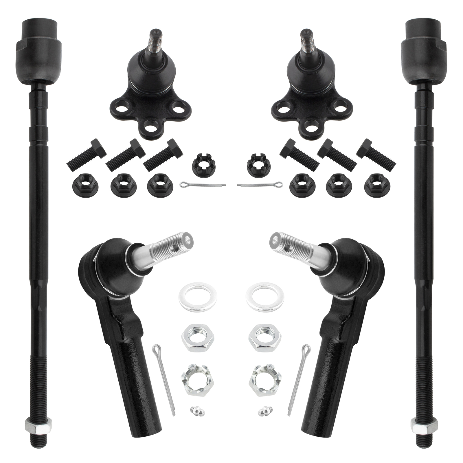 6Pcs Front Inner Outer Tie Rod Link Ball Joints Fits Buick Allure Lacrosse 05-09