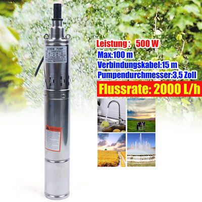 Tiefbrunnenpumpe 2000l/h 3,5Zoll Sandpump Sandverträglich Tauchpumpe Brunnenpump