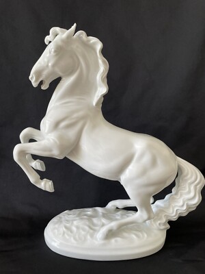 Vintage Porcelain Augarten Lippizaner Stallion Horse Statue ~ Made in Austria