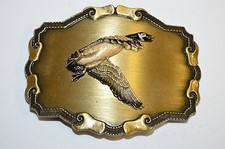 Nice Vintage 1978 Raintree DUCK Flying Hunter Hunting Brass Belt Buckle Rare NM