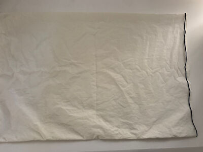 CRATE AND BARREL white cotton navy blue embroidered tip standard Pillow Case