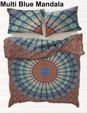 Indian Bedding Peacock Mandala Quilt Cover Queen Size Duvet Doona Cover Boho Set
