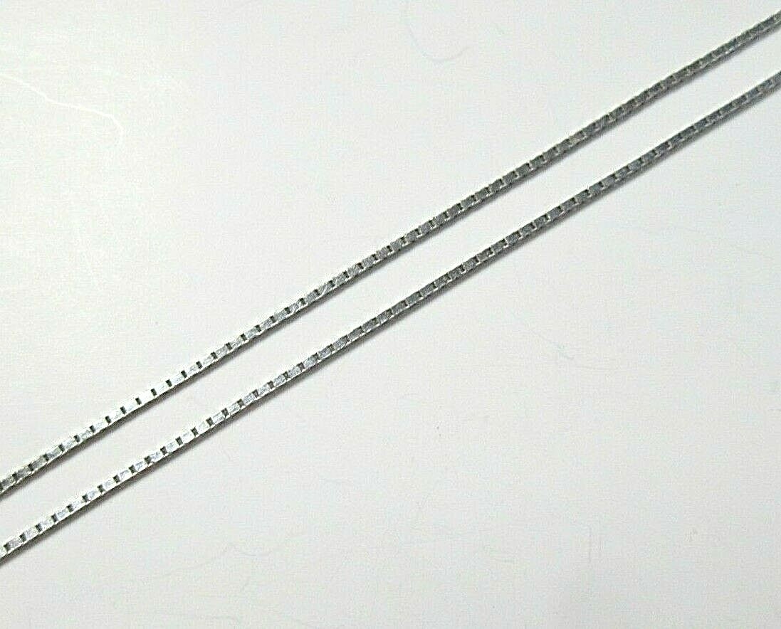 L@@K Sparkly Real 14K White GOLD Venetian Box CHAIN Necklace