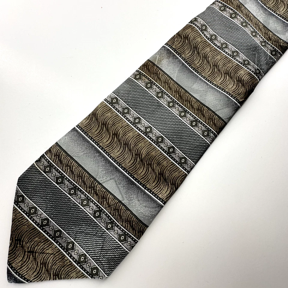 Галстук мужской David Taylor галстук зеленый коричневый в полоску шелк классическая длина - Изображение 2 из 4