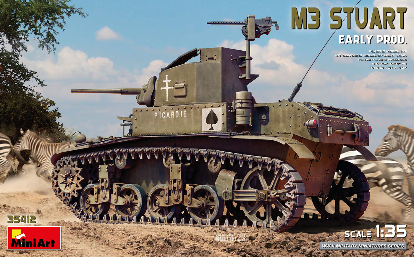 M3 Stuart. Early Prod. Tank 1:35 Plastic Model Kit MINIART