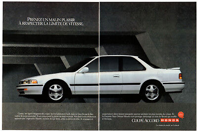 1992 HONDA Accord Coupe Vintage Original 2 page Print AD White car