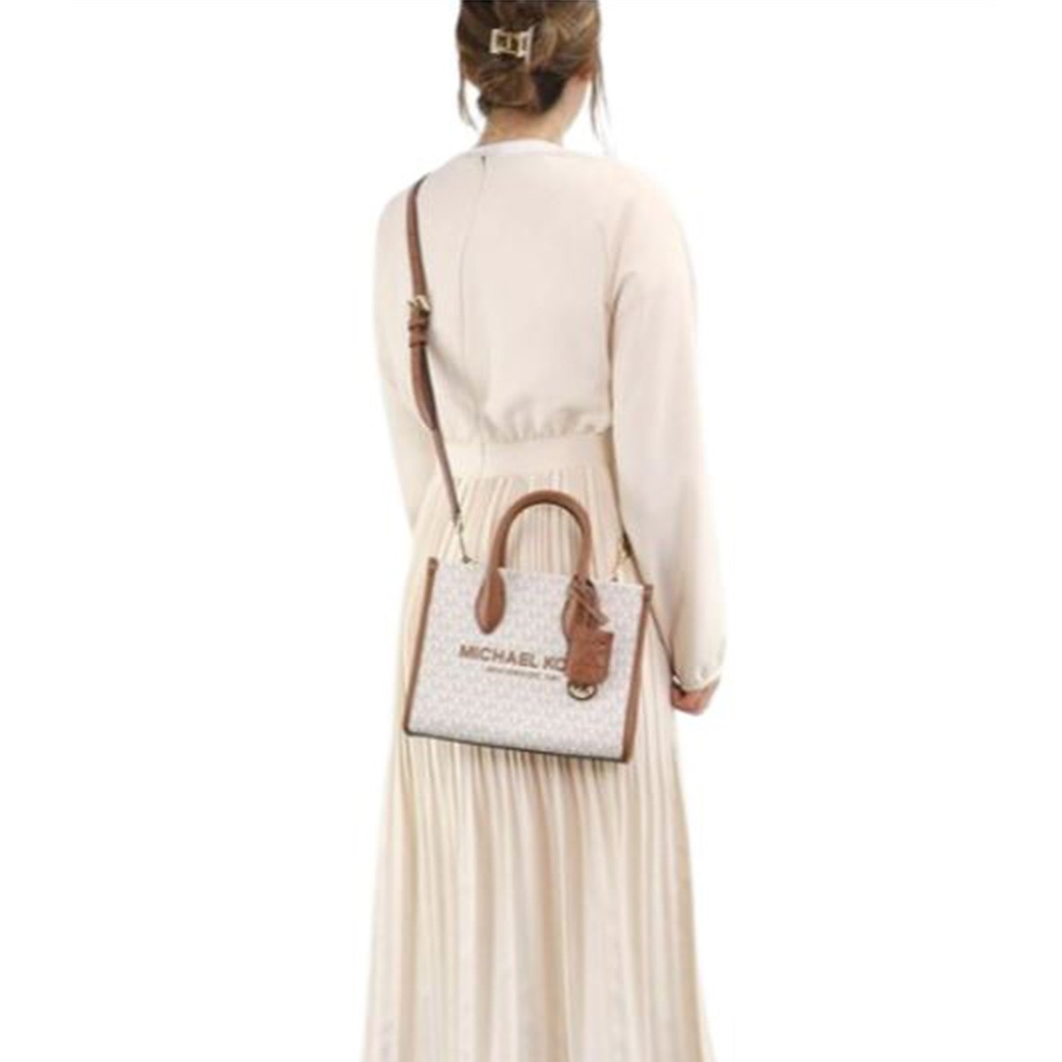 Michael Kors Mirella Small Crossbody Tote Bag (Vanilla) 35F2G7ZC5B