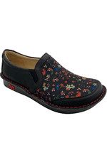 Alegria Leather Slip-On with Double Gore Brook Black Floral