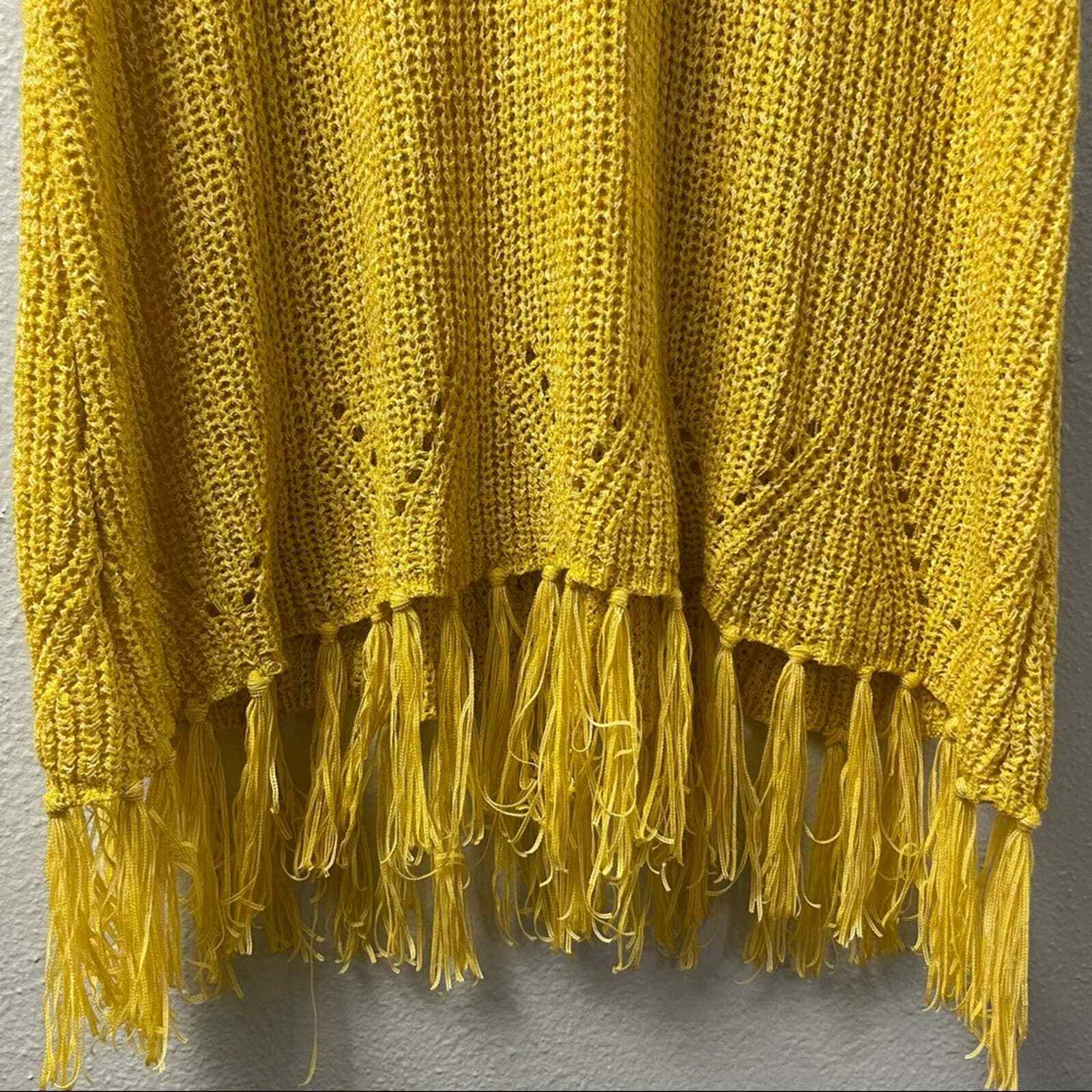Anthropolgie Pepin yellow Crochet Knit Fringe Tan… - image 5