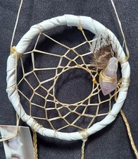 Crystal Dream Catcher Rainbow Prism WHITE Leather AMETHYST