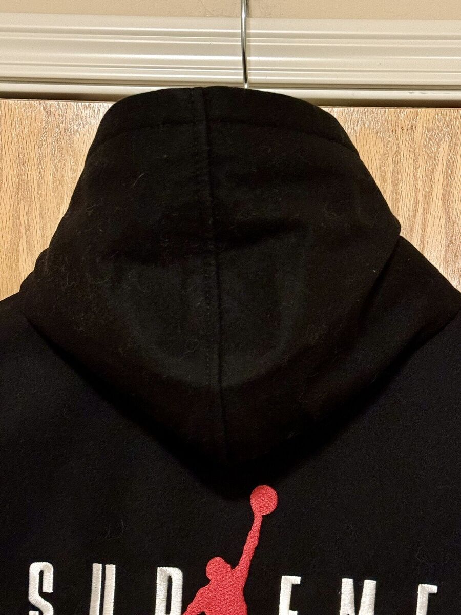 Supreme Jordan Varsity Leather Hooded Jacket 799703-010 New Supreme Jordan Varsity Leather Hooded Jacket 799703-010 New