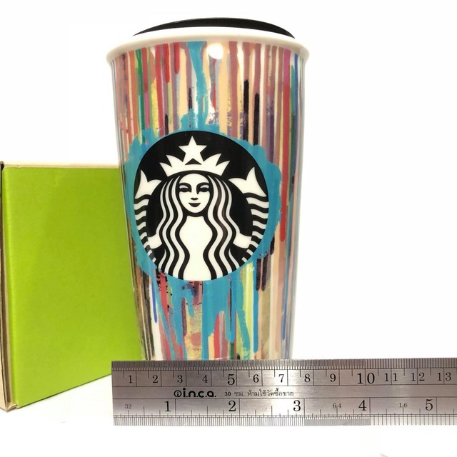 STARBUCKS TUMBLER 12 OZ. Paint Drip CERAMIC Double Wall eBay