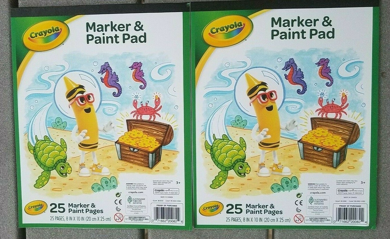 Lot of 2 Crayola ~ Marker & Paint Pad ~ 25 Blank Pages ~ 8 x