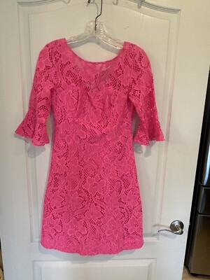 lilly pulitzer allyson lace dress We just received the Allyson Dress in Pink Tropics Lace. If you are going  to an upcoming Wedding or Graduation this dress is a must. #lillypulitzer  #buymelilly #fortheloveoflilly #springbreak2019 #easterdress