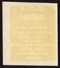 c1950s unused Ramsay Ladders, Forfar waterslip transfer label