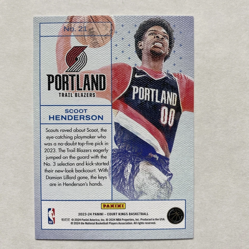 2023-24 Court Kings Scoot Henderson RC Works in Progress Rookie Trail Blazers - Image 2 of 3