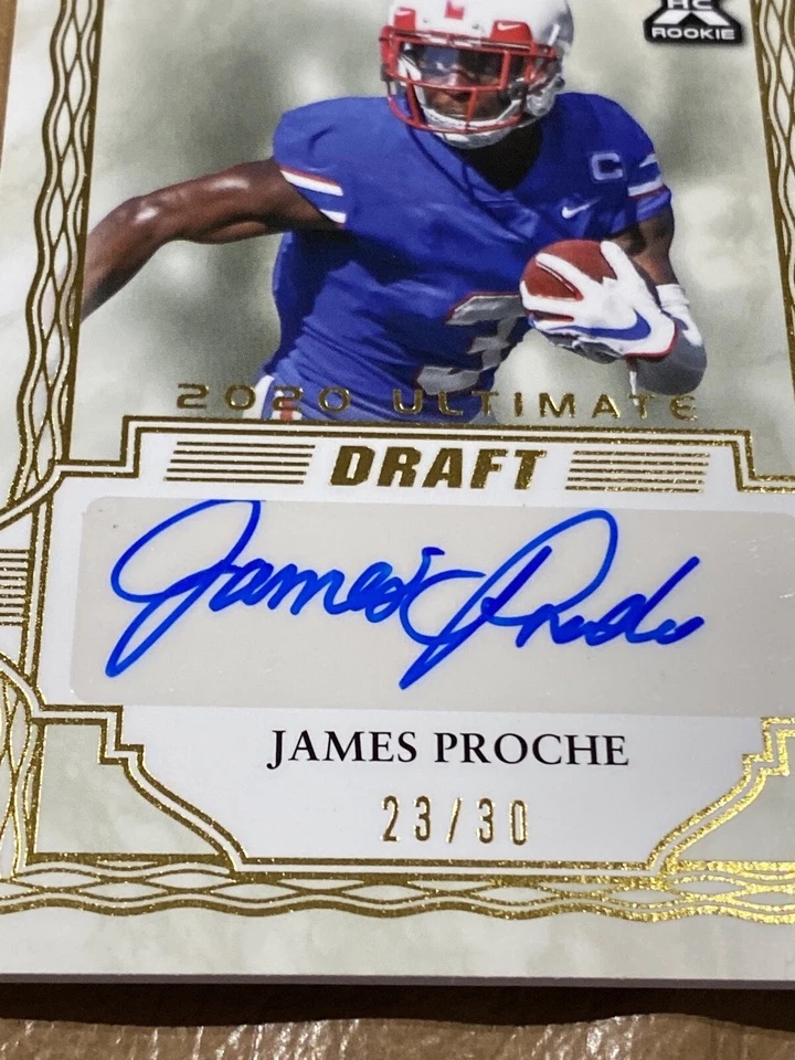 James Proche RC 2020 Leaf Ultimate Draft Gold Parallel Auto  23/30 BA-JP1 - Image 2 of 4