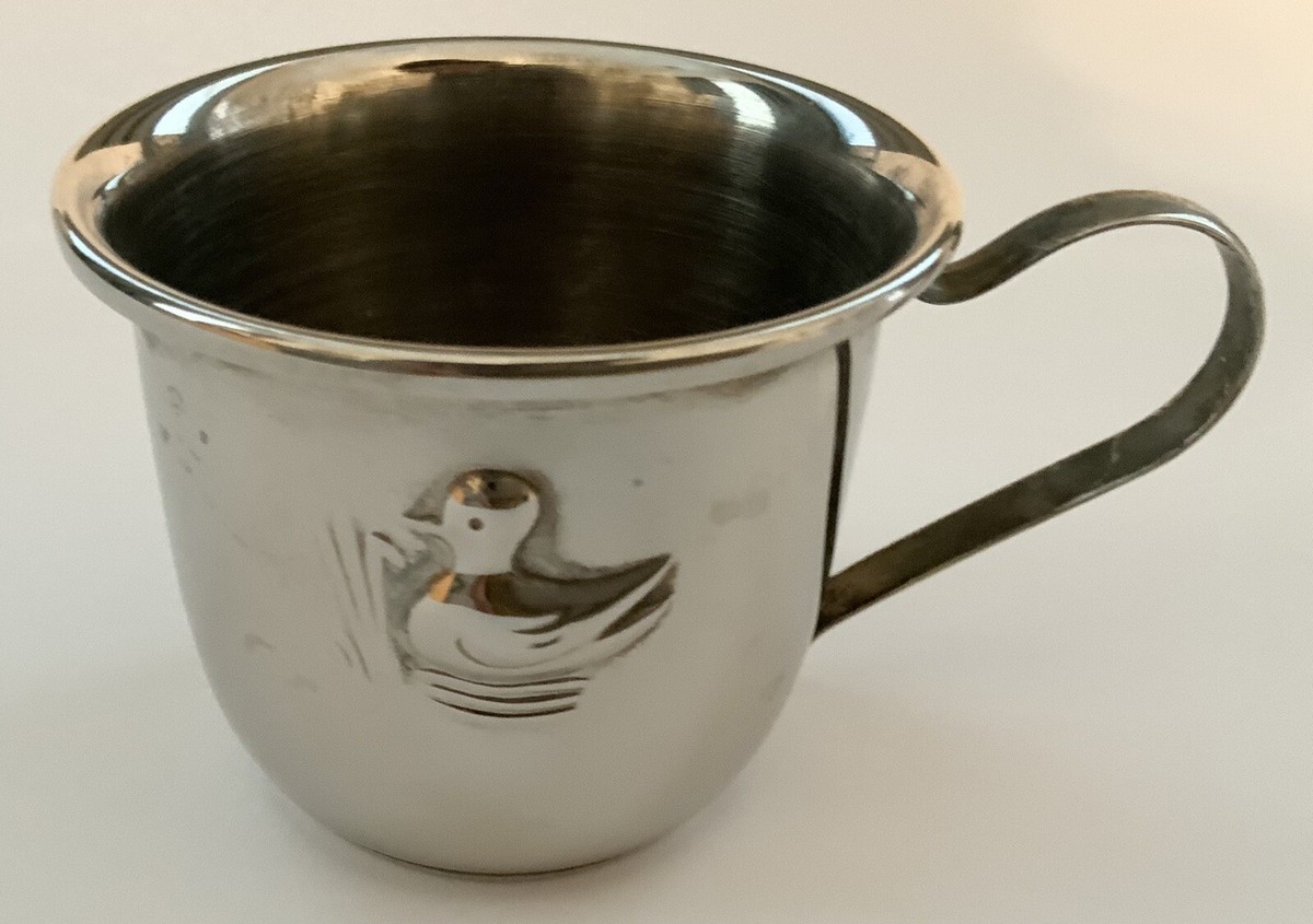 Vintage 1987 Silver Plated Baby Sippy Cup; Duck Embossed With plastic  sipper lid | eBay