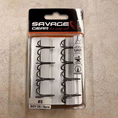 Savage Gear SGY 2X Treble Fishing Hooks - 8 per pack