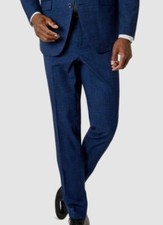  125 Kenneth Cole Men's Blue Plaid Techni-Cole Slim-Fit Suit Pants Size 33W 32L