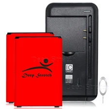 Long Lasting 2x 4580mAh Standard Battery Travel Home Charger Pen for LG K7 K330