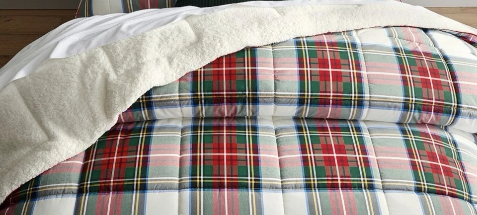 Cobertor/rei/rei CA King/NOVO Pottery Barn Stewart xadrez Sherpa!  - Imagem 2 de 4