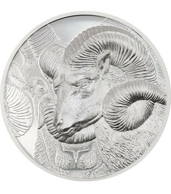 MAGNIFICENT ARGALI 2022 500 Togrog 1 oz Pure Silver Smartminting Coin Mongolia
