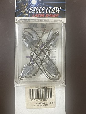 5 - 1 0 CT.  JUMBO PACK OF EAGLE CLAW SIZE 3/0 SLIDER WEIGHTED  WORM HOOK !  NEW