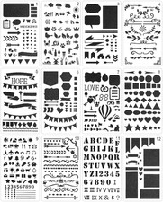 Mr. Pen- 12 Pack Journal Stencils, 4x7 Inch, Bullet Journaling Supplies, Stencil